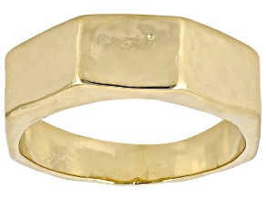 18K Yellow Gold Over Bronze Hammered Geometric Band Ring