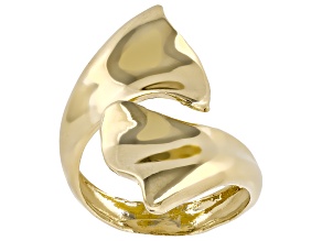 18K Yellow Gold Over Bronze Polished Flared Tulip Bypass Ring