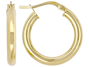 18K Yellow Gold Over Bronze 3mm Polished Hoop Earrings