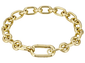 18K Yellow Gold Over Bronze Polished Circle and Oval Link Bracelet