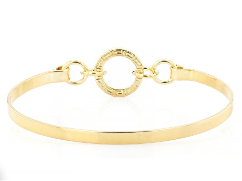18K Yellow Gold Over Bronze Greek Key Bangle Bracelet - MA1337 | JTV