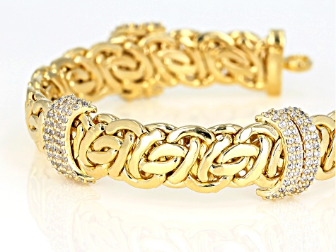 Moda Al Massimo®  White Cubic Zirconia, 18K Yellow Gold Over Bronze Designer Bracelet