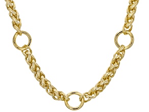 18K Yellow Gold Over Bronze Spiga 20 Inch Station Necklace