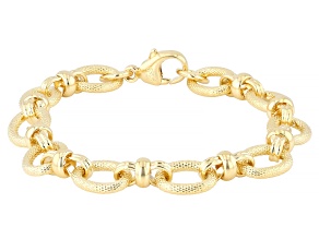 18K Yellow Gold Over Bronze Oval Link Bracelet