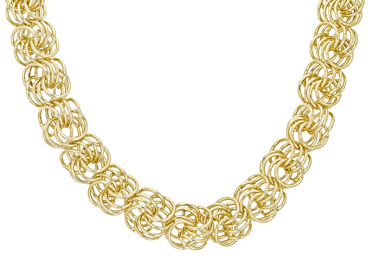 18k Yellow Gold Over Bronze Rosetta Flower Wrap 20 Inch Necklace