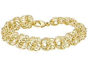 18k Yellow Gold Over Bronze Rosetta Flower Wrap Bracelet