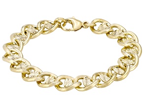 18K Yellow Gold Over Bronze Diamond Cut Curb  Bracelet