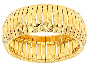 18K Yellow Gold Over Bronze Diamond Cut Omega Band Ring