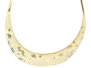 18K Yellow Gold Over Bronze Graduated Diamond-Cut Butterfly Omega 16 Inch Necklace