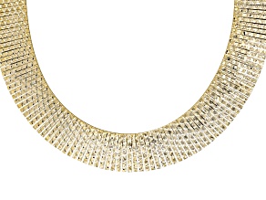 18K Yellow Gold Over Bronze 18" Graduated Textured Omega Necklace