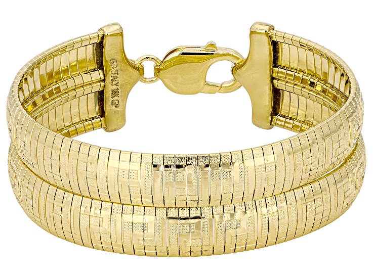 18K Yellow Gold Over Bronze Double Row Greek Key Bracelet - MA1371