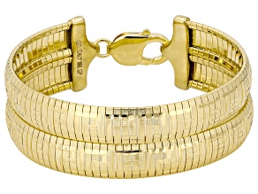 18K Yellow Gold Over Bronze Double Row Greek Key Bracelet