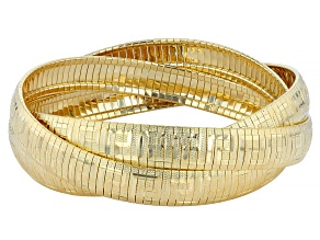 18K Yellow Gold Over Bronze Triple Band Greek Key Bangle Bracelet
