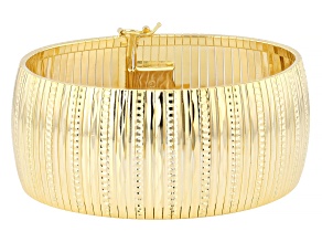 18K Yellow Gold Over Bronze 29mm Diamond Cut Omega Bracelet