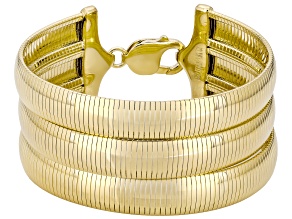 18K Yellow Gold Over Bronze Triple Row Omega Bracelet