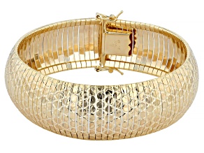 18K Yellow Gold Over Bronze Patterned Omega Bracelet
