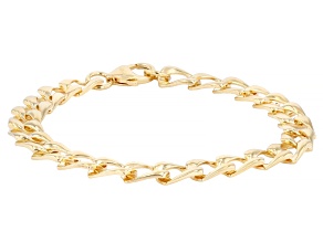 18K Yellow Gold Over Bronze 7mm Polished Interlocking Curb Bracelet