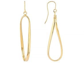18K Yellow Gold Over Bronze Polished Elongated Twisted Hoop Earrings