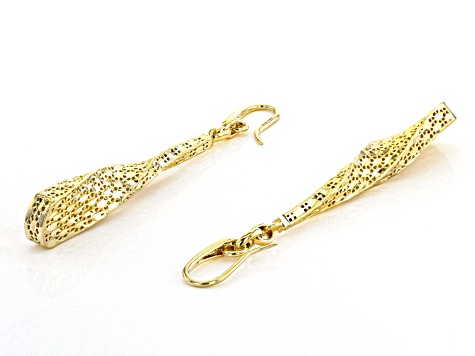 Moda Al Massimo® 18K Yellow Gold Over Bronze Diamond Cut Dangle Twist Earrings