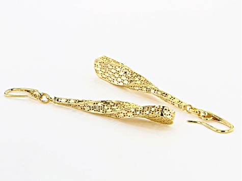 Moda Al Massimo® 18K Yellow Gold Over Bronze Diamond Cut Dangle Twist Earrings
