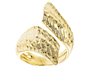 18k Yellow Gold Over Bronze Textured Bypass Ring