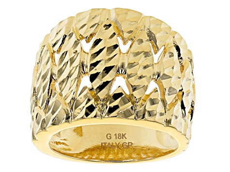 Moda Al Massimo™ 18k Yellow Gold over Bronze textured wide band ring