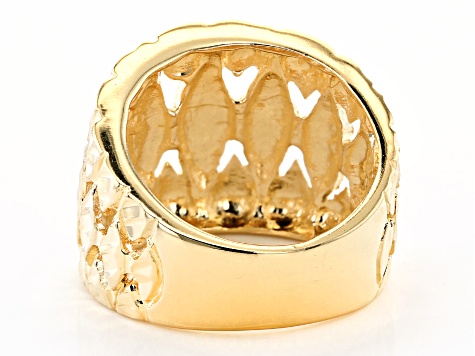 Moda Al Massimo™ 18k Yellow Gold over Bronze textured wide band ring