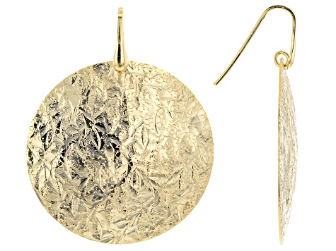 Moda Al Massimo™ 18k Yellow Gold Over Bronze Textured Disc Dangle Earrings