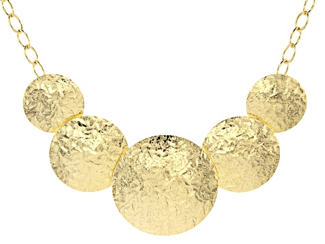 Moda Al Massimo™ 18k Yellow Gold Over Bronze Graduated Textured Disc 22 inch Necklace