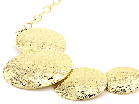 Moda Al Massimo™ 18k Yellow Gold Over Bronze Graduated Textured Disc 22 inch Necklace