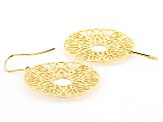 18K Yellow Gold Over Bronze Filigree Disc Dangle Earrings