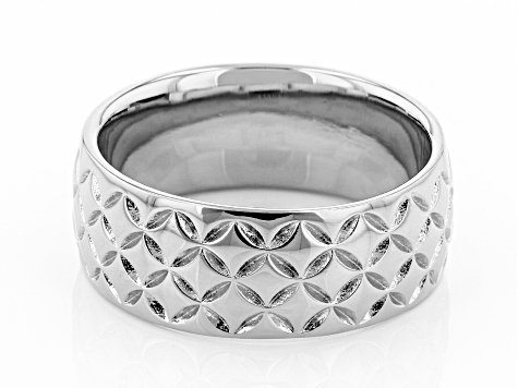 Moda Al Massimo® Rhodium Over Bronze 8MM Comfort Fit Designer Weave Band Ring