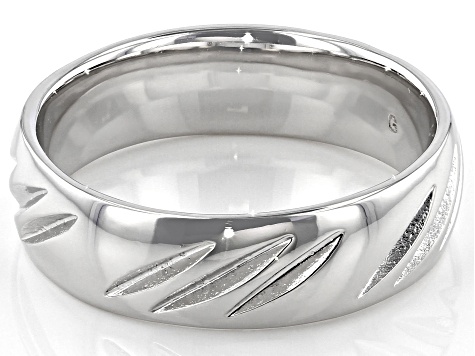 Moda Al Massimo® Rhodium Over Bronze Comfort Fit Diamond Cut 6MM Band Ring