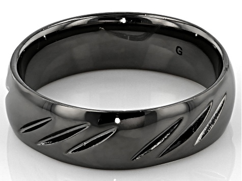 Moda Al Massimo Gunmetal Rhodium Over Bronze Diamond Cut Comfort Fit 6MM Band Ring