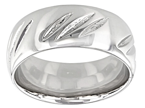 Moda Al Massimo® Rhodium Over Bronze Comfort Fit 8MM Diamond Cut Band Ring.