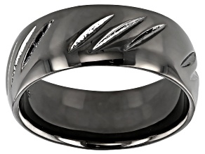 Moda Al Massimo® Gunmetal Rhodium Over Bronze Comfort Fit 8MM Diamond Cut Band Ring.