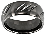 Moda Al Massimo® Gunmetal Rhodium Over Bronze Comfort Fit 8MM Diamond Cut Band Ring.