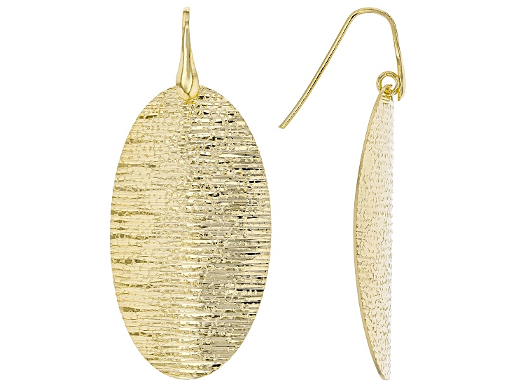 Moda Al Massimo® 18K Yellow Gold Over Bronze Oval Textured Hammered Earrings