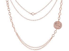 MODA AL MASSIMO™ 18K Rose Gold Over Bronze with White Crystals with Coin Pendant Necklace 30"