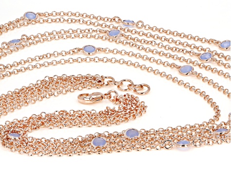 MODA AL MASSIMO™ 18K Rose Gold Over Bronze Strand Layered Necklace Lavender Crystals 22".