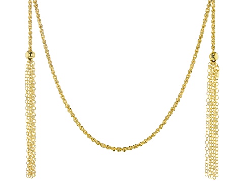 Moda Al Massimo 18K Yellow Gold Over Bronze Rope Tassel Wrap Necklace 100 Inches