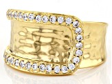 Moda Al Massimo® 18K Yellow Gold Over Bronze Cubic Zirconia Buckle Ring 0.70ctw