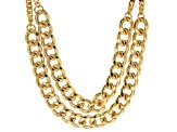 Moda Al Massimo ® 18k Yellow Gold Over Bronze Multi Row 15.25MM Curb Chain Necklace 19 inch
