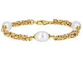 Moda Al Massimo™ 18K Yellow Gold Over Bronze Pearl Simulant Station 9" Bracelet