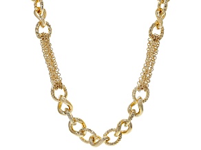 Moda Al Massimo™ 18K Yellow Gold Over Bronze Curb And Rolo Mixed Station 22" Necklace