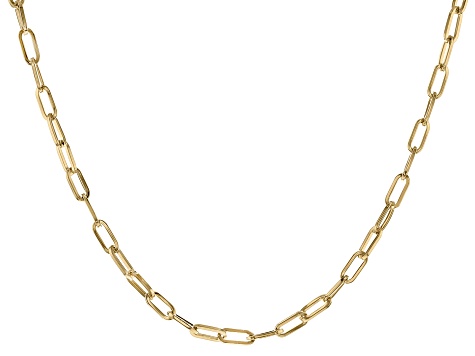 18K Yellow Gold Over Bronze Paperclip Chain 28 Inch Necklace - MA276 ...