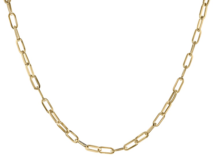 18K Yellow Gold Over Bronze Paperclip Chain 28 Inch Y-Necklace
