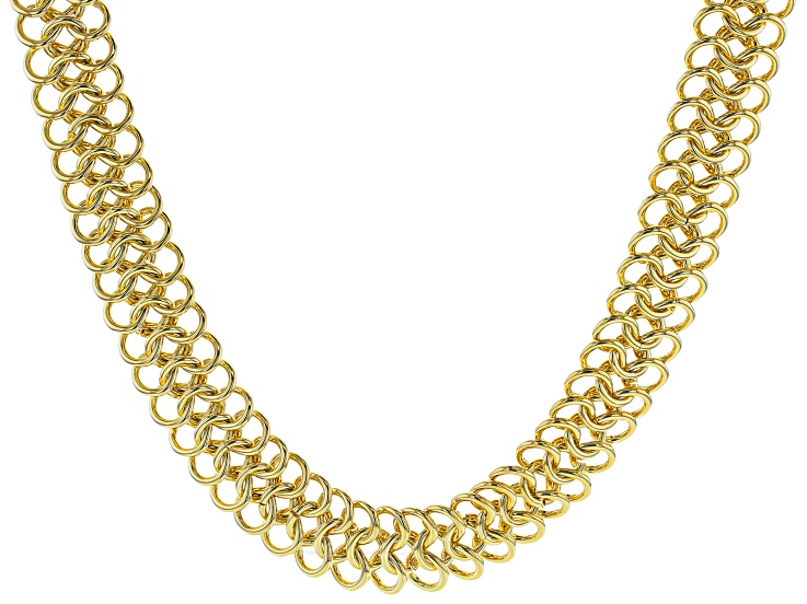 Moda Al Massimo® 18k Yellow Gold Over Bronze 2-Row Soft Twisted Oval Link 21  Inch Necklace - MA526