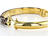 18K Yellow Gold Over Bronze Leopard Enamel Oval Bangle Bracelet