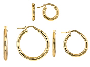 Picture of Moda Al Massimo™ 18K Yellow Gold Over Bronze Set of 3 10MM-15MM-20MM Tube Hoop Earrings